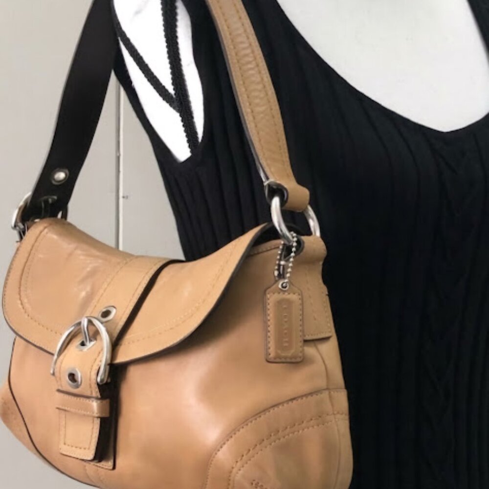 Coach F12300 Vintage British Tan Soho Leather with Buckle Shoulder Bag